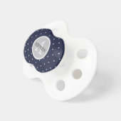 Midnight Blue and White Stars pattern Monogrammed Pacifier (Front Right)