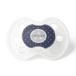 Midnight Blue and White Stars pattern Monogrammed Pacifier