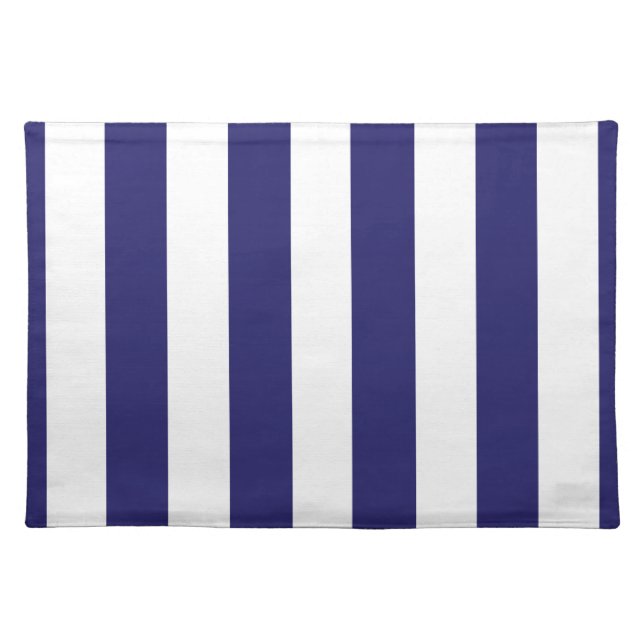 Midnight Blue and White Striped Placemat (Front)