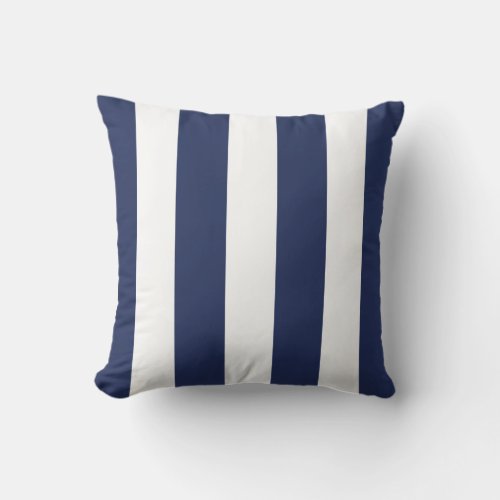 Midnight Blue and White Striped Throw Pillow