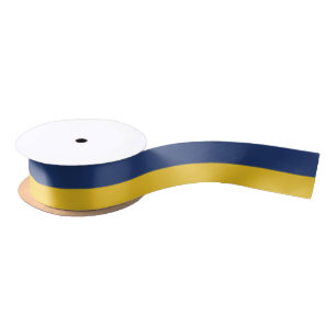 Midnight Blue and Yellow-Corn Striped Satin Ribbon