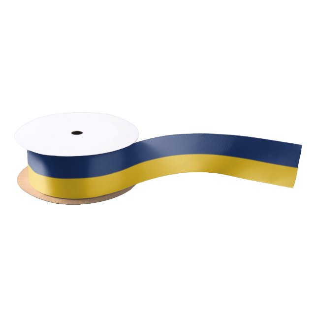 Midnight Blue and Yellow-Corn Striped Satin Ribbon (Spool)