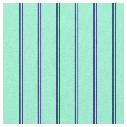 Midnight Blue & Aquamarine Striped Pattern Fabric