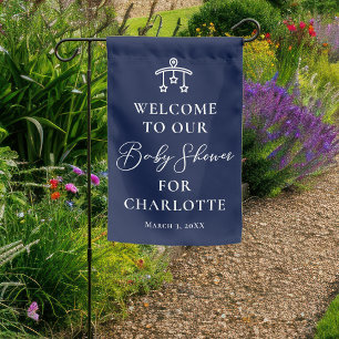 Midnight Blue Baby Shower Personalized Welcome Garden Flag