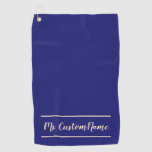 [ Thumbnail: Midnight Blue Background and Bisque Elegant Name Golf Towel ]