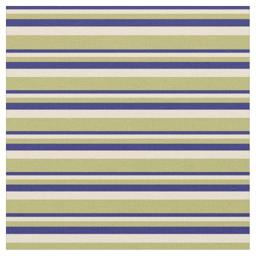 Midnight Blue, Beige, and Dark Khaki Stripes Fabric
