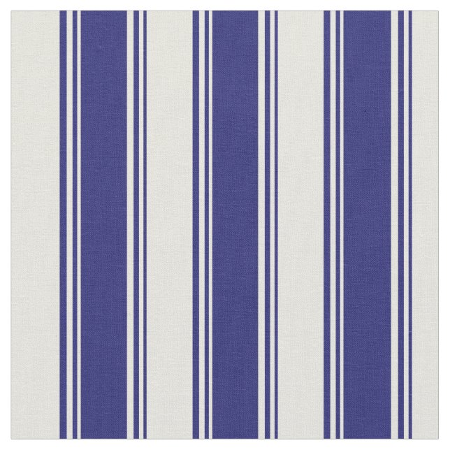 Midnight Blue & Beige Pattern Fabric (Close Up)
