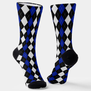 MIDNIGHT BLUE & BLACK Argyle Pattern Socks