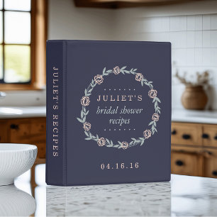 Midnight Blue, Blush and Sage Bridal Shower Recipe Mini Binder