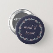 Midnight Blue, Blush Pink and Sage Maid of Honor Pinback Button (Front & Back)
