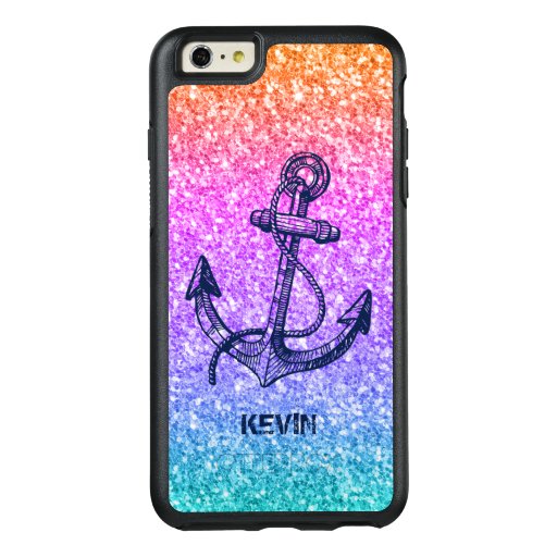 Midnight Blue Boat Anchor On Colorful Glitter OtterBox iPhone 6/6s Plus Case