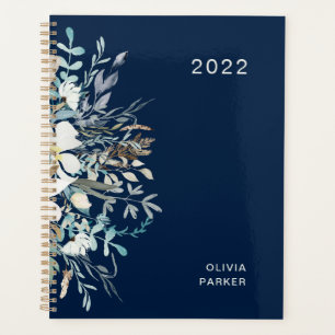 Midnight Blue Botanical Floral Planner