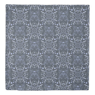 Midnight Blue Botanical Mandala Duvet Cover