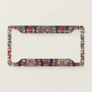 Midnight Blue Botehs Red Aztec Shapes  License Plate Frame