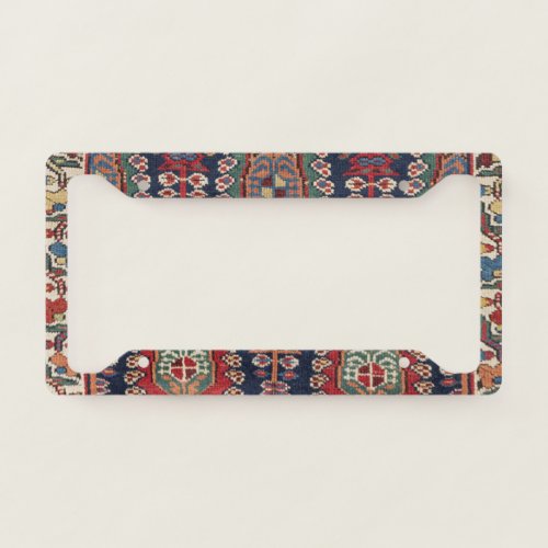 Midnight Blue Botehs Red Aztec Shapes  License Plate Frame