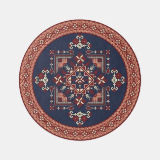 Midnight Blue Burgundy Palestinian Tatreez Pattern