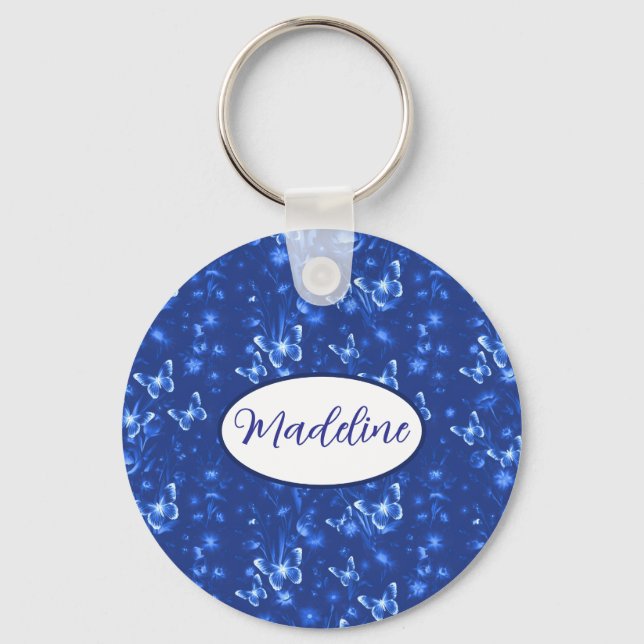 Midnight Blue Butterflies Keychain (Front)