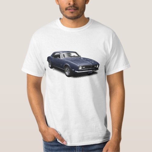 Midnight Blue Camaro on White T_Shirt