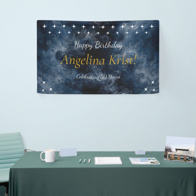 Midnight Blue Celestial Birthday Party Banner (Tradeshow)