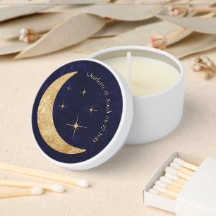 Midnight Blue Celestial Gold Moon Stars Wedding Mini Candle Favors
