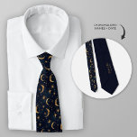 Midnight Blue Celestial Moon and Stars Neck Tie<br><div class="desc">For a groom seeking refined sophistication, our Midnight Blue Celestial Necktie offers an exquisite touch of personalized elegance. Elevate your wedding ensemble with the opportunity to customize this stunning design with your names and wedding date. The celestial wedding theme symbolize universal unity and harmony, making it a meaningful keepsake of...</div>