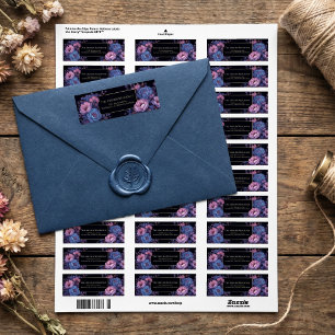 Midnight Blue Celestial Peony Border Label