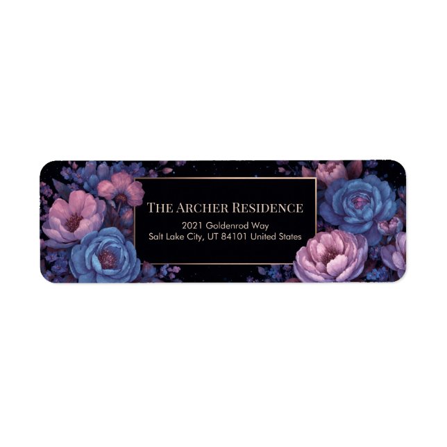 Midnight Blue Celestial Peony Border Label (Front)