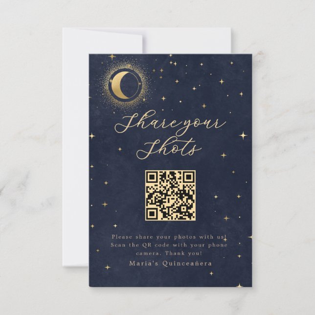 Midnight Blue Celestial Quinceanera Invitation (Front)