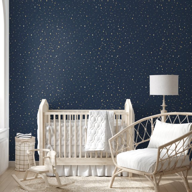 Midnight Blue Celestial Skies Wallpaper (Kids)
