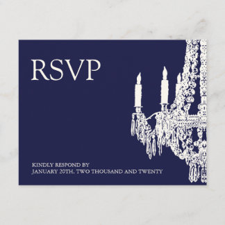 Midnight Blue Chandelier RSVP Cards