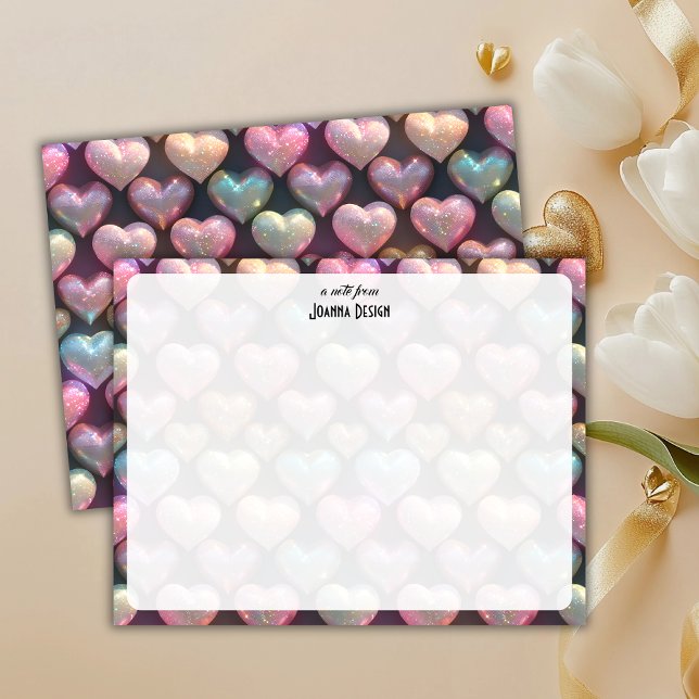 Midnight Blue Chic Colorful Hearts Note Card (Creator Uploaded)