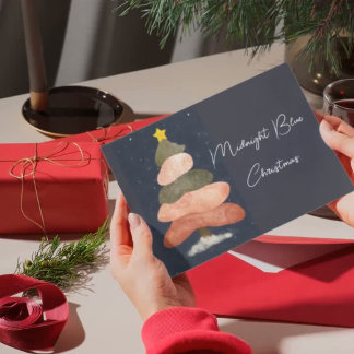 Midnight Blue Christmas - Elegant tree Holiday Postcard