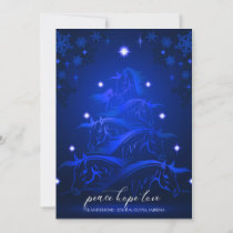 MidNight Blue Christmas Horses Holiday Card