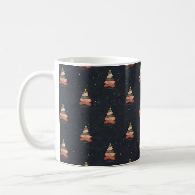Midnight Blue Christmas Tree – Night Design Coffee Mug (Left)