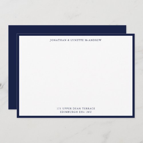 Midnight Blue Classic Border Flat Note Card