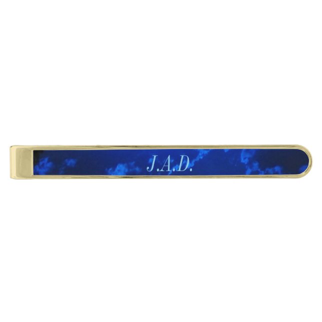 Midnight Blue Clouded Sky Tie Bar *Monogram* (Front)