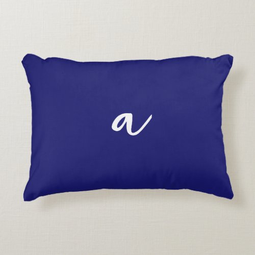 Midnight Blue Color Minimalist Plain Monogram Accent Pillow