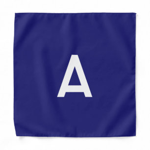 Midnight Blue Color Minimalist Plain Monogram Bandana