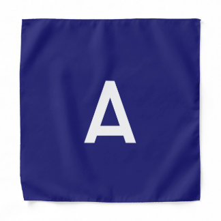 Midnight Blue Color Minimalist Plain Monogram Bandana