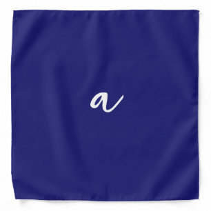 Midnight Blue Color Minimalist Plain Monogram Bandana