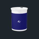 Midnight Blue Color Minimalist Plain Monogram Beverage Pitcher<br><div class="desc">Represent yourself with this modern,  elegant design. This template can be customized to meet all professional occupations.</div>