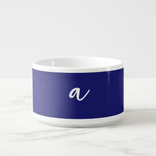 Midnight Blue Color Minimalist Plain Monogram Bowl