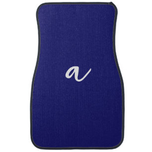 Midnight Blue Color Minimalist Plain Monogram Car Floor Mat