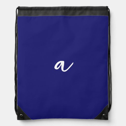 Midnight Blue Color Minimalist Plain Monogram Drawstring Bag