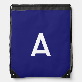 Midnight Blue Color Minimalist Plain Monogram Drawstring Bag