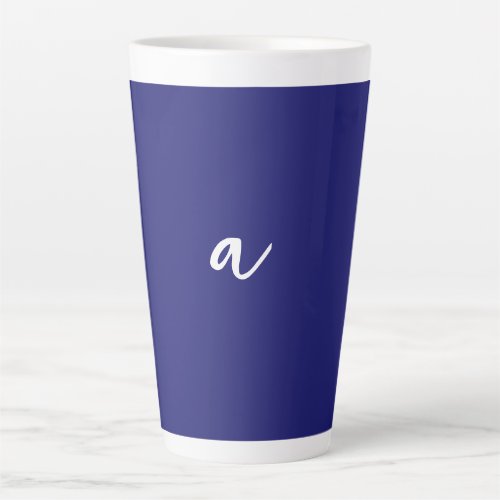 Midnight Blue Color Minimalist Plain Monogram Latte Mug