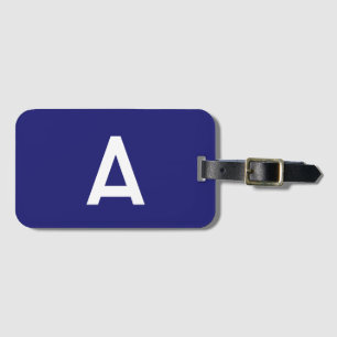 Midnight Blue Color Minimalist Plain Monogram Luggage Tag