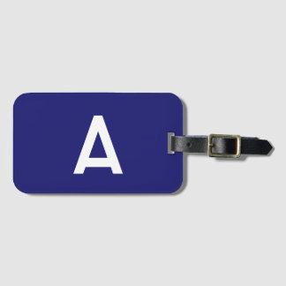 Midnight Blue Color Minimalist Plain Monogram Luggage Tag