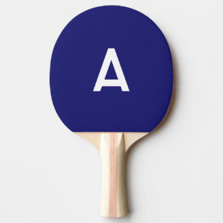 Midnight Blue Color Minimalist Plain Monogram Ping Pong Paddle