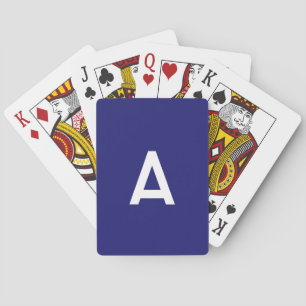 Midnight Blue Color Minimalist Plain Monogram Poker Cards